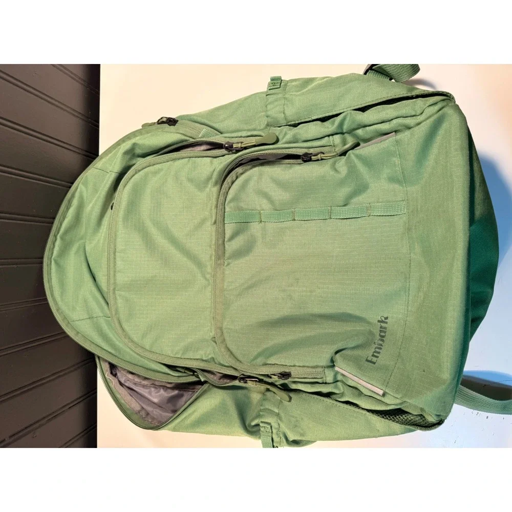 Embark Backpack Sage Green Ripstop Laptop Compartment Padded Straps School Bag